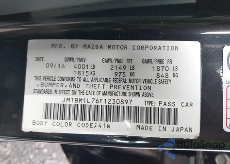 2015 Mazda Mazda3 I Touring из США, поврежденный, VIN JM1BM1L76F1230897